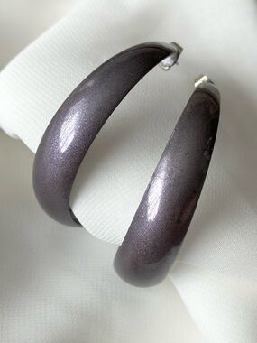 Metal Hoop Earrings - Purple